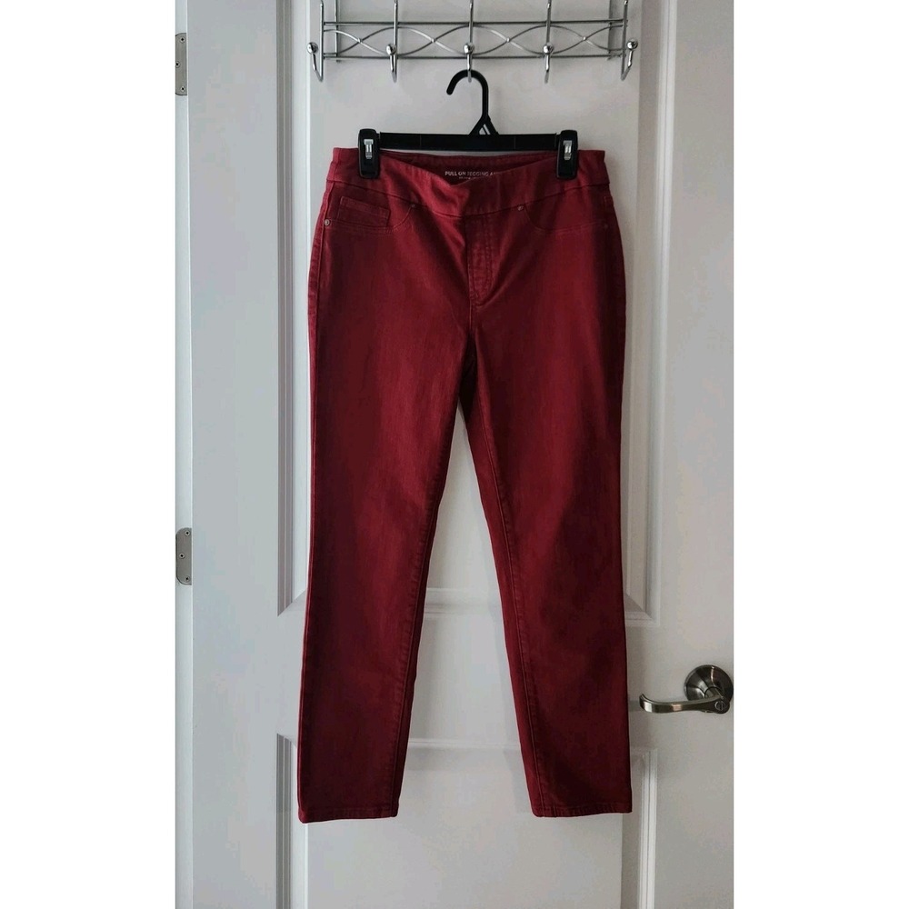 Chico's Women's Pull-on Jeggings Ankle Stretch Pants Burgundy Size 4R